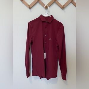 J.Ferrar | Men’s Slim Burgundy Button Down Dress Shirt